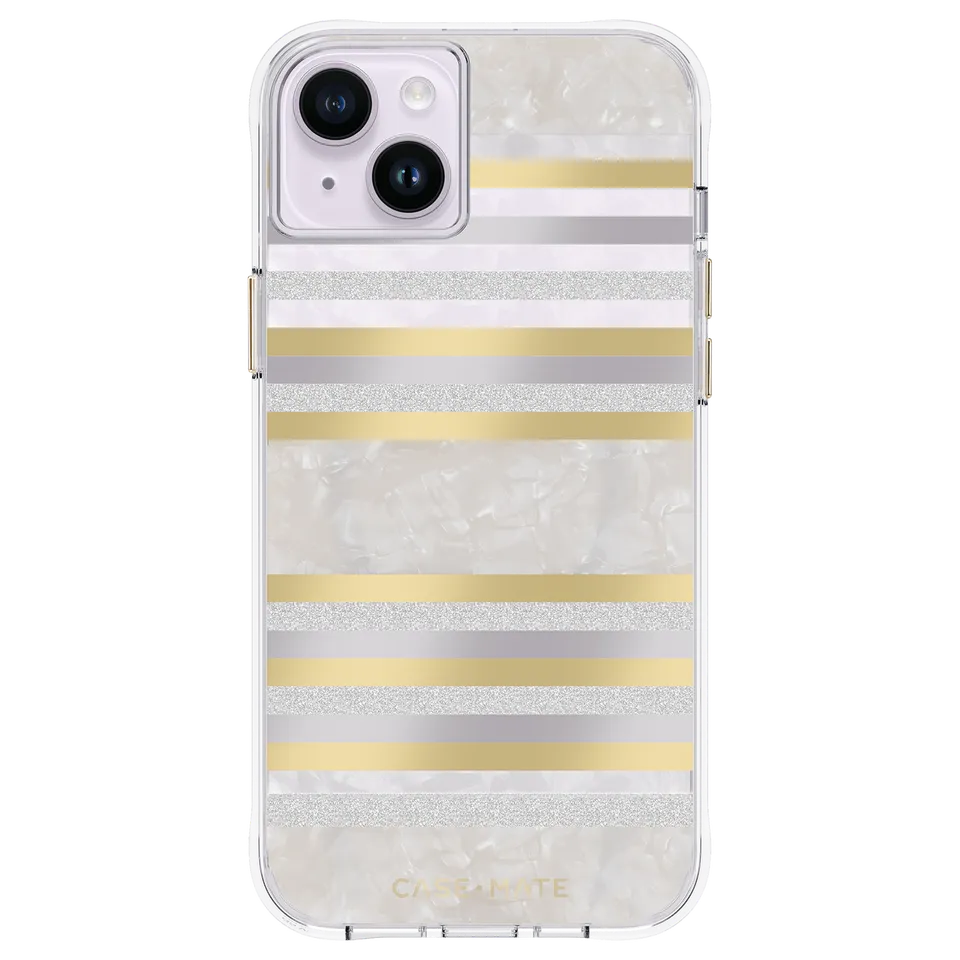 CASE-MATE Phone Cases Pearl Stripes coque iPhone 14 Plus nacre MagSafe
