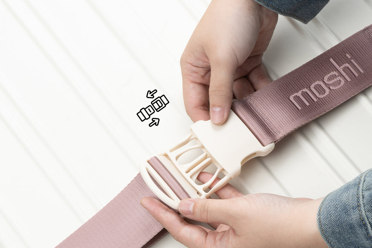 MOSHI Accessories Luggage Strap sangle de valise réglable 20 à 29 pouces Woodrose Mauve