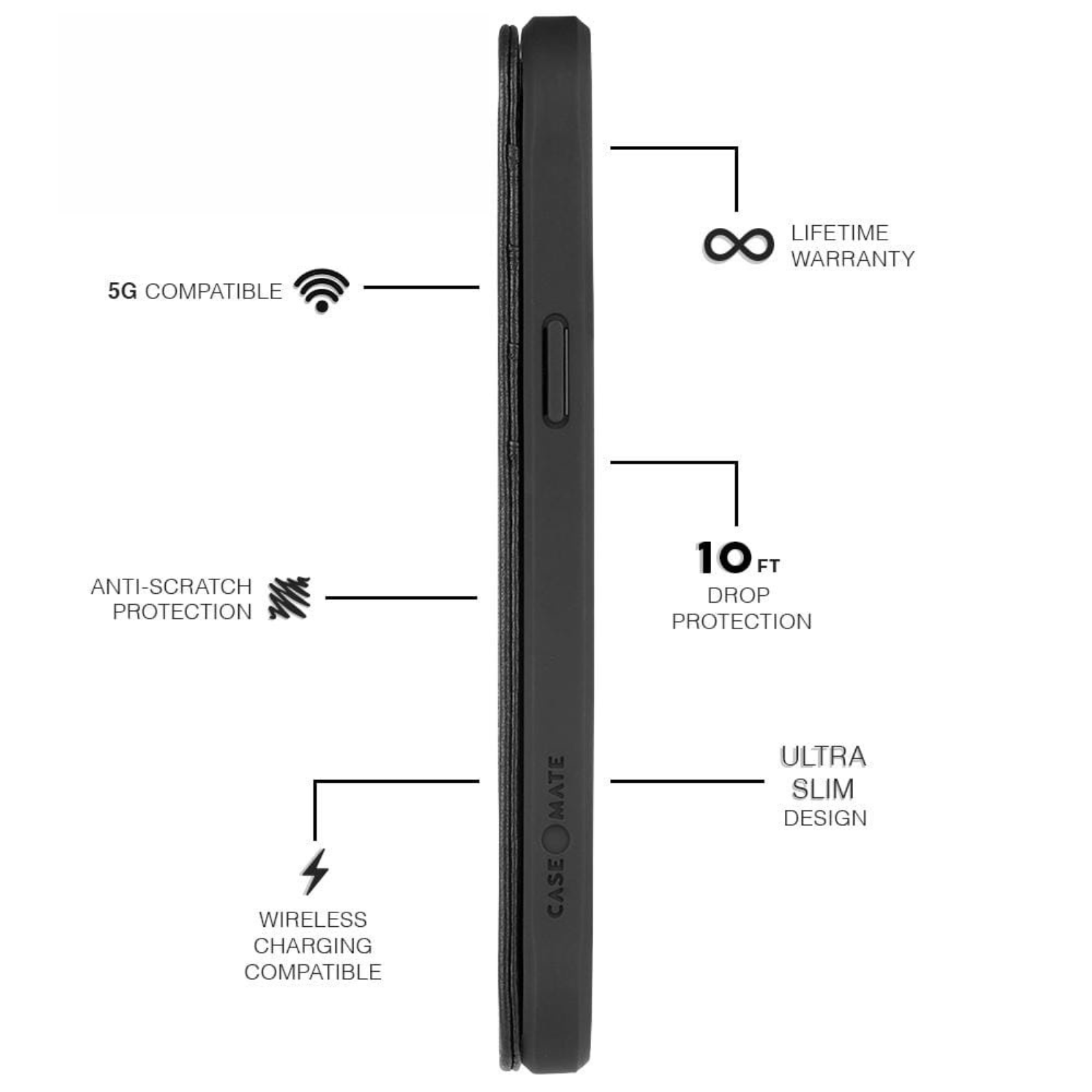 Case-Mate Tough Wallet Folio coque iPhone 12 Pro Max noire en cuir