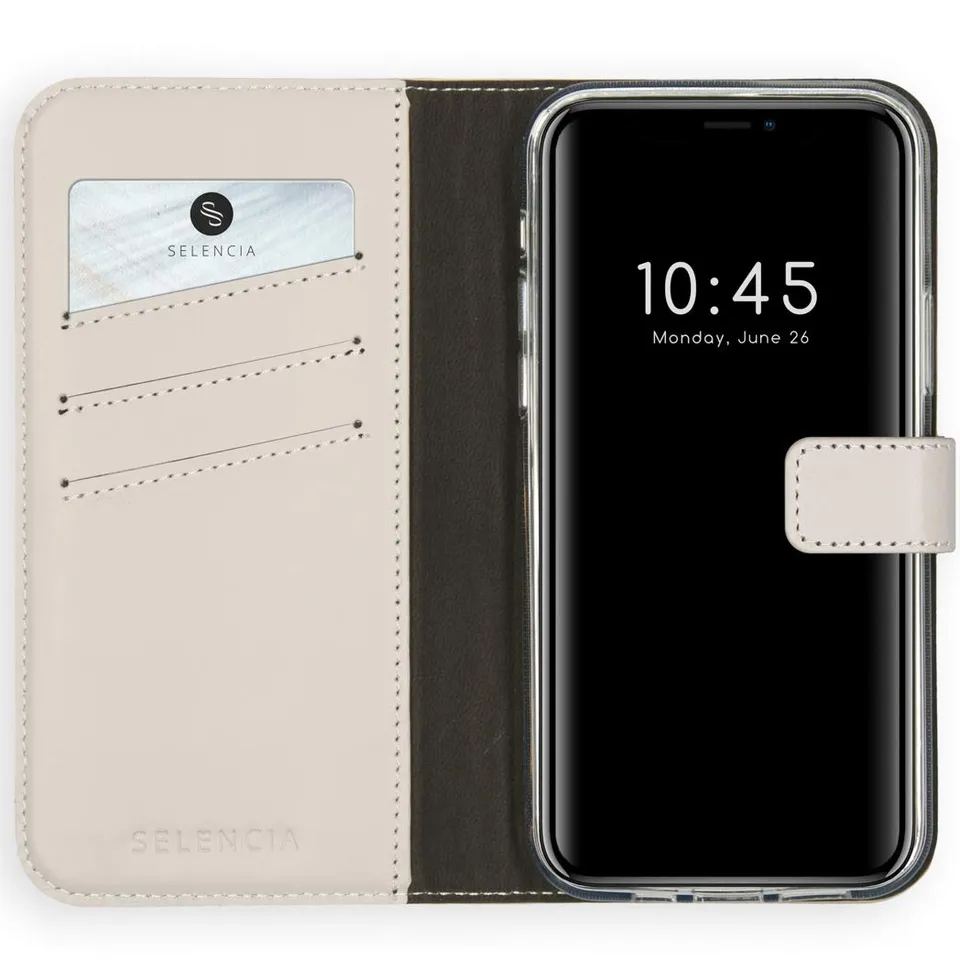 SELENCIA Étui à rabat Era Cuir Pochette Side Flip Case iPhone 12 gris cuir