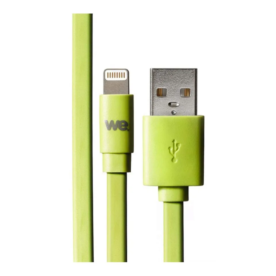 WE Cables câble USB Lightning plat 1 m vert en silicone