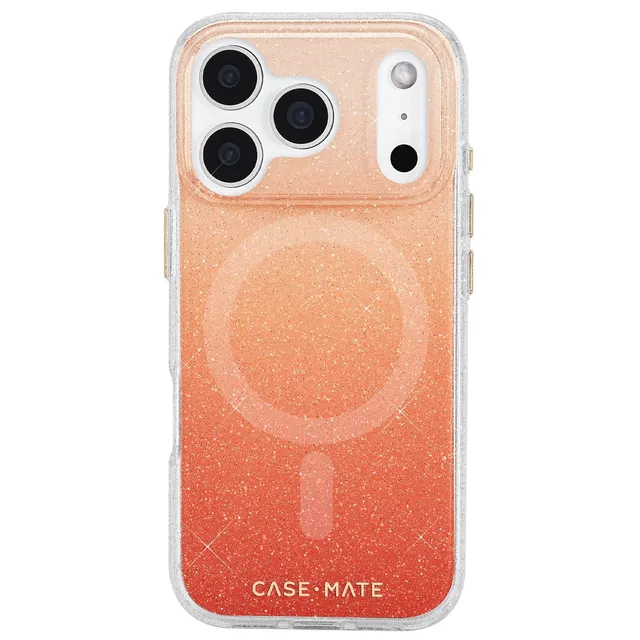 CASE-MATE coque iPhone 17 Pro Sheer Twinkle Orange Ombré MagSafe