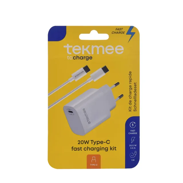 Tekmee Kits de charge rapide kit 20 W USB-C avec câble USB-C