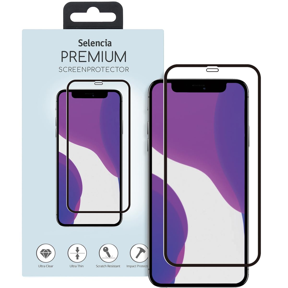 SELENCIA Protection d’écran en verre trempé iPhone 12 ultra-fin 9H