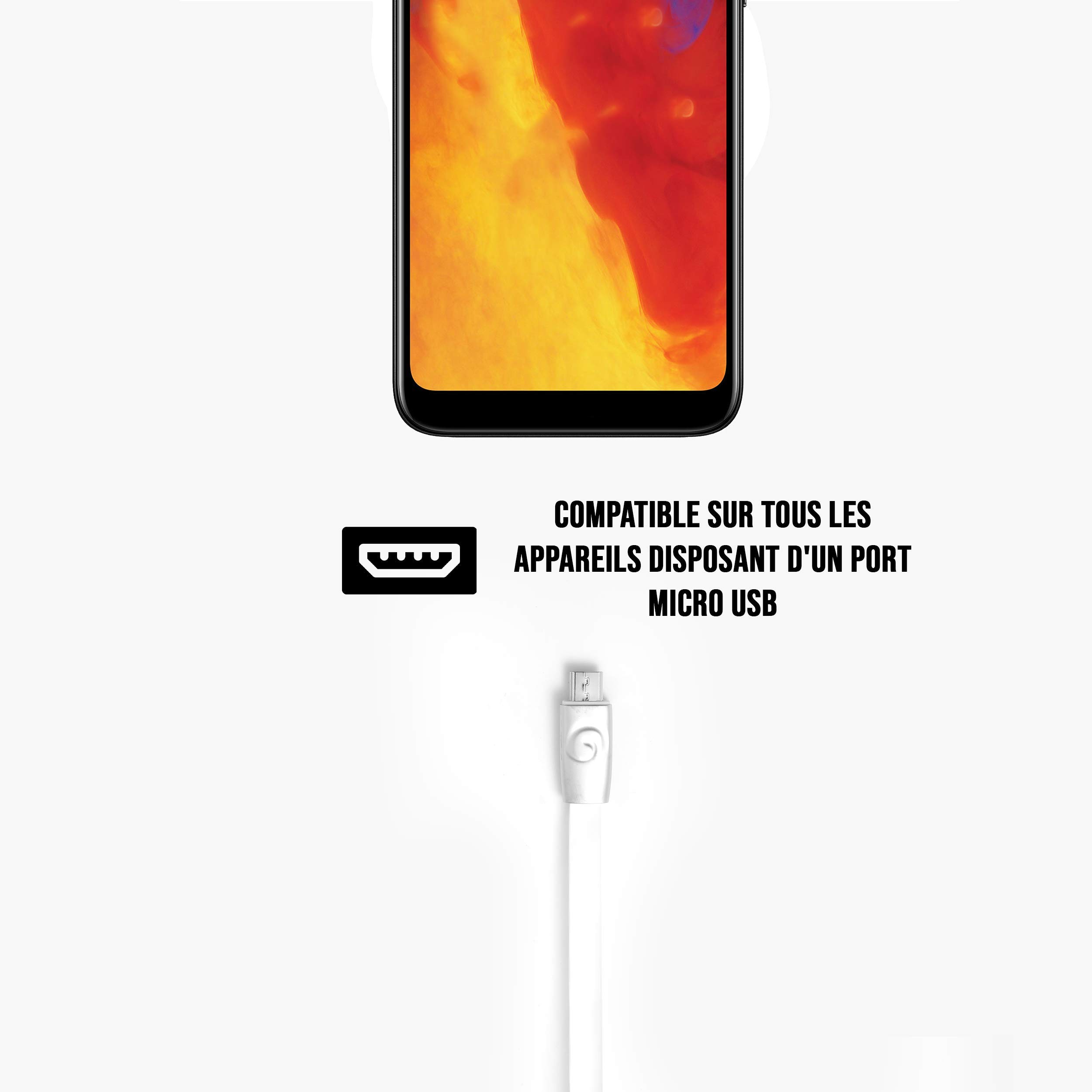 WE Cables Lapin câble micro USB plat 1,2 m blanc