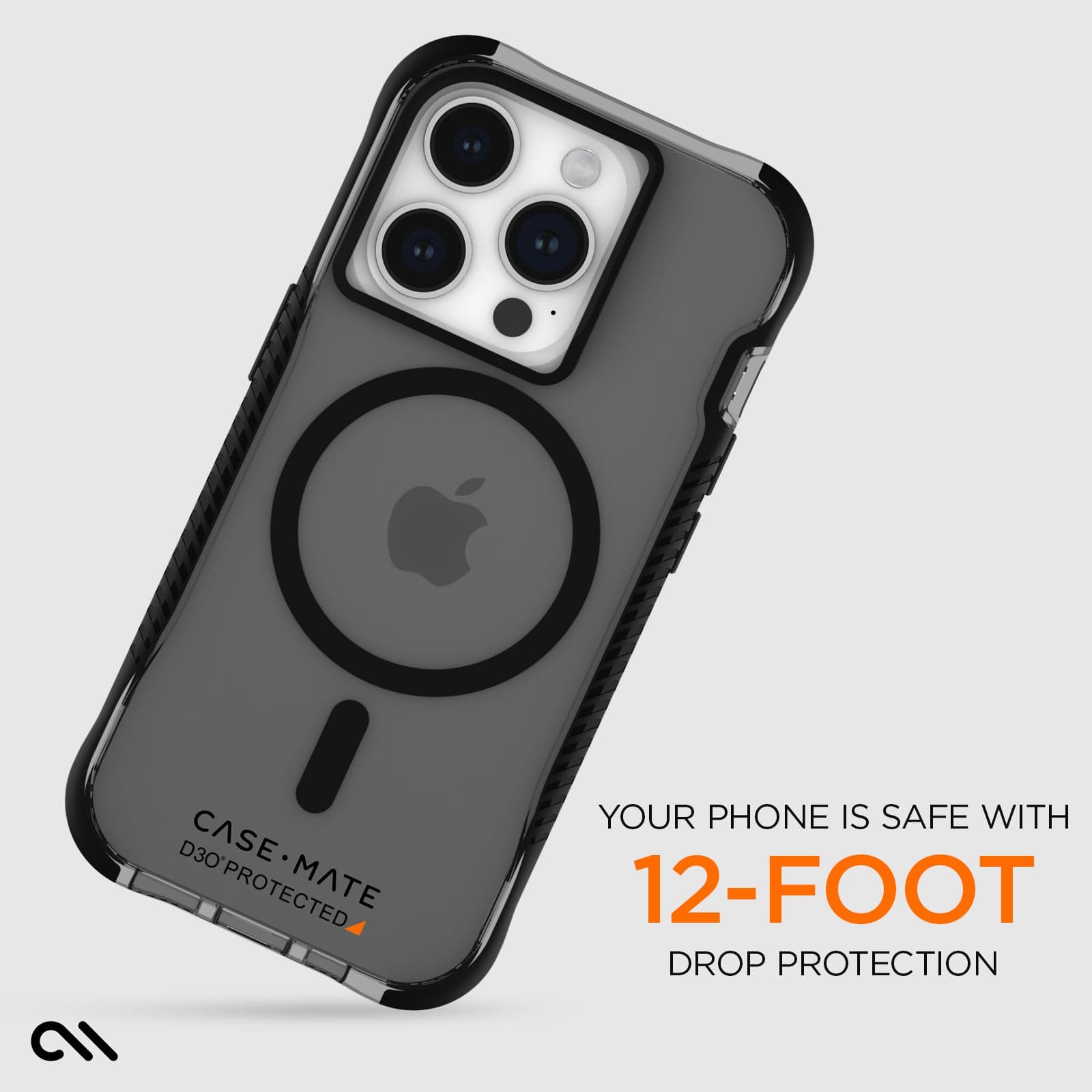 CASE-MATE Phone Cases Tough Grip D3O® Black MagSafe coque iPhone 15 Pro noire