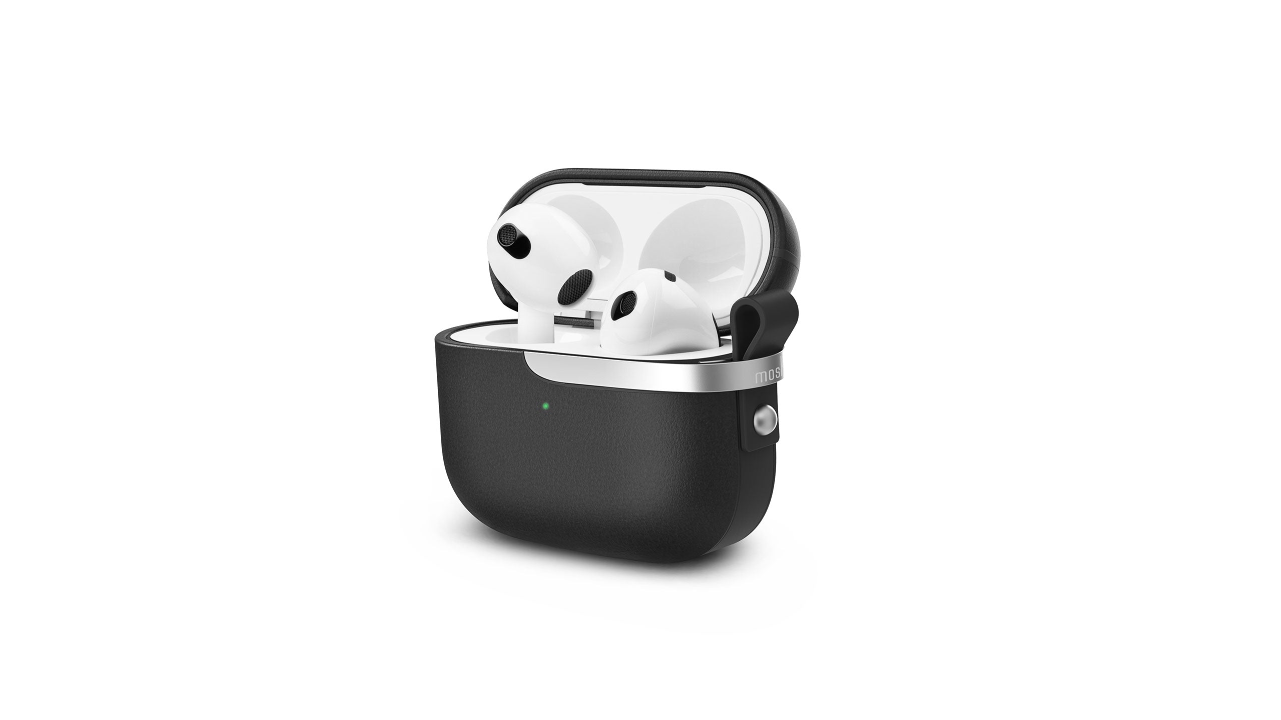 MOSHI Cases Pebbo Luxe étui AirPods 3 Charcoal Black cuir vegan