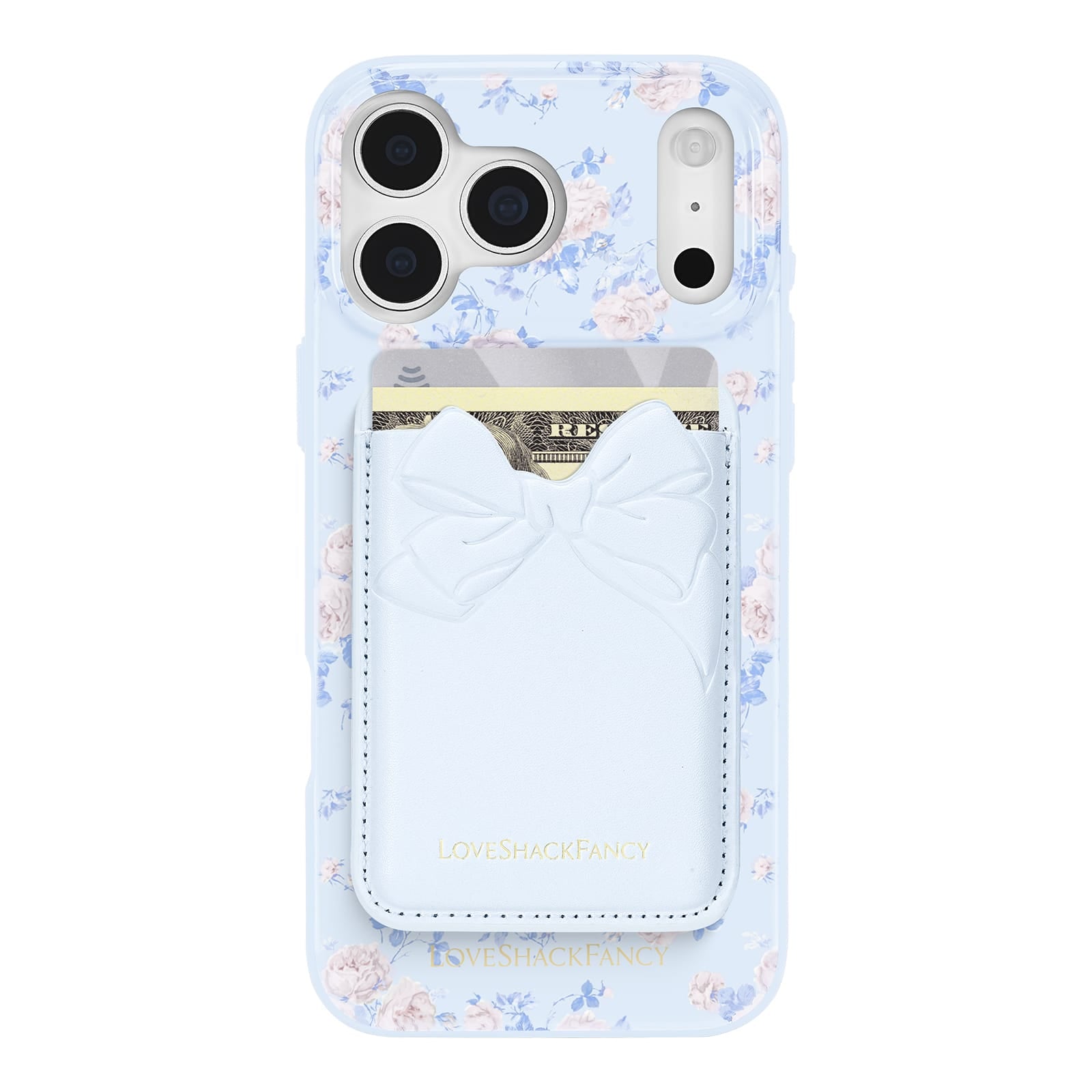 CASE-MATE Phone Accessories Case-Mate x LoveShackFancy Adhesive Bow Wallet portefeuille adhésif bleu
