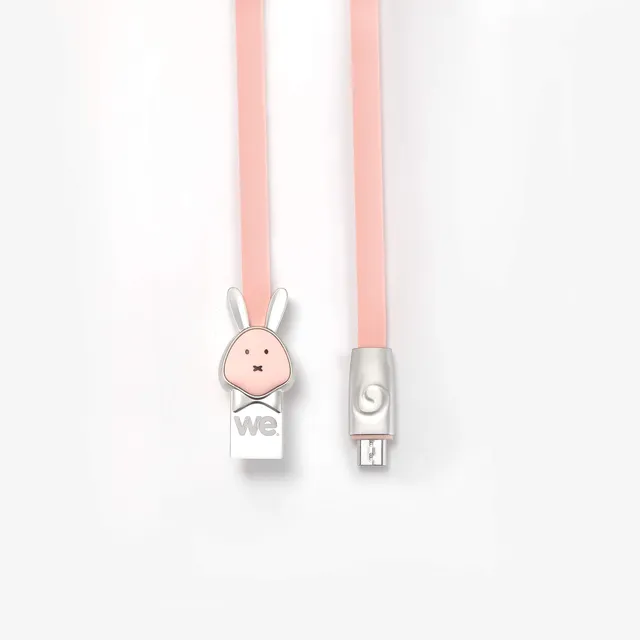 WE Cables Lapin câble micro USB plat 1 m rose