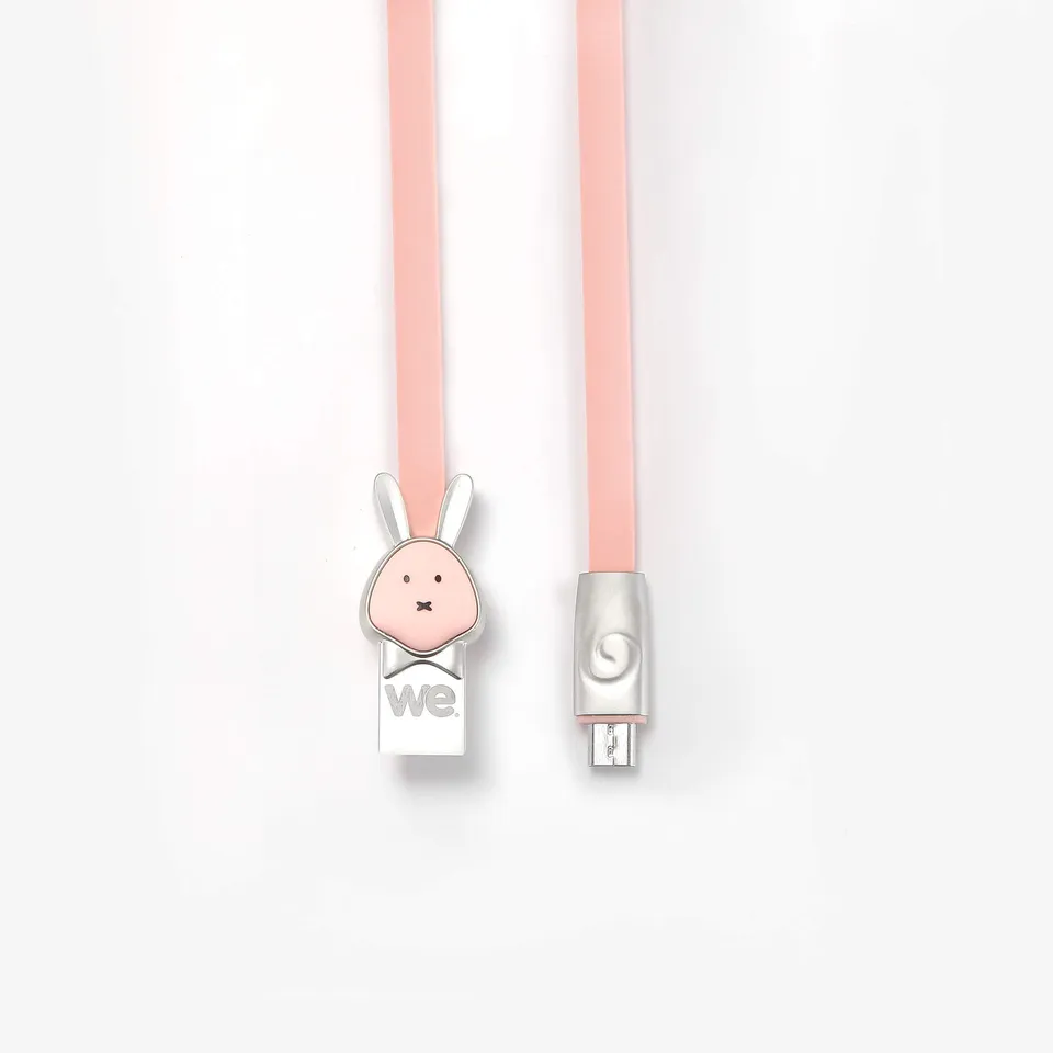 WE Cables Lapin câble micro USB plat 1 m rose