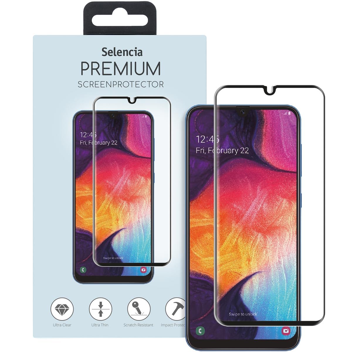SELENCIA Protection d'écran en verre trempé Galaxy A40, bord à bord 9H