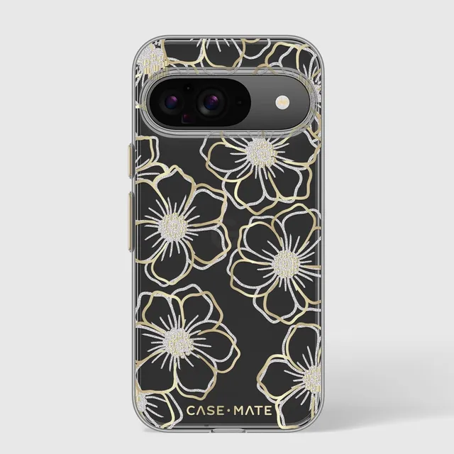 CASE-MATE Phone Cases Floral Gems Pixel 9 / 9 Pro coque fleurs dorée