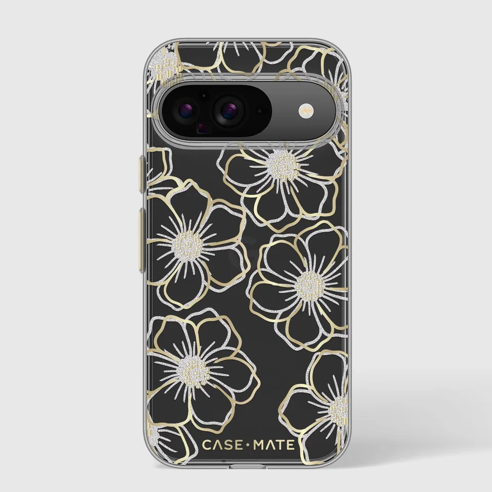 CASE-MATE Phone Cases Floral Gems Pixel 9 / 9 Pro coque fleurs dorée