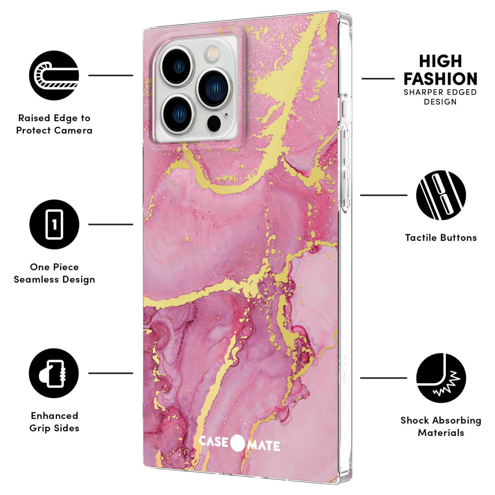 CASE-MATE Phone Cases BLOX coque iPhone 13 Pro Magenta Marble antichoc