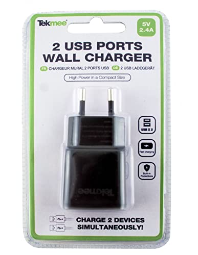 Tekmee Chargeurs muraux chargeur mural double USB 2,4 A 5 V