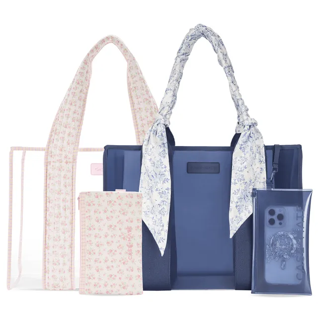 CASE-MATE Bundles The Tote Duo sac cabas lot de 2 Something Navy Twilly et Clear Quilted Ditsy Floral