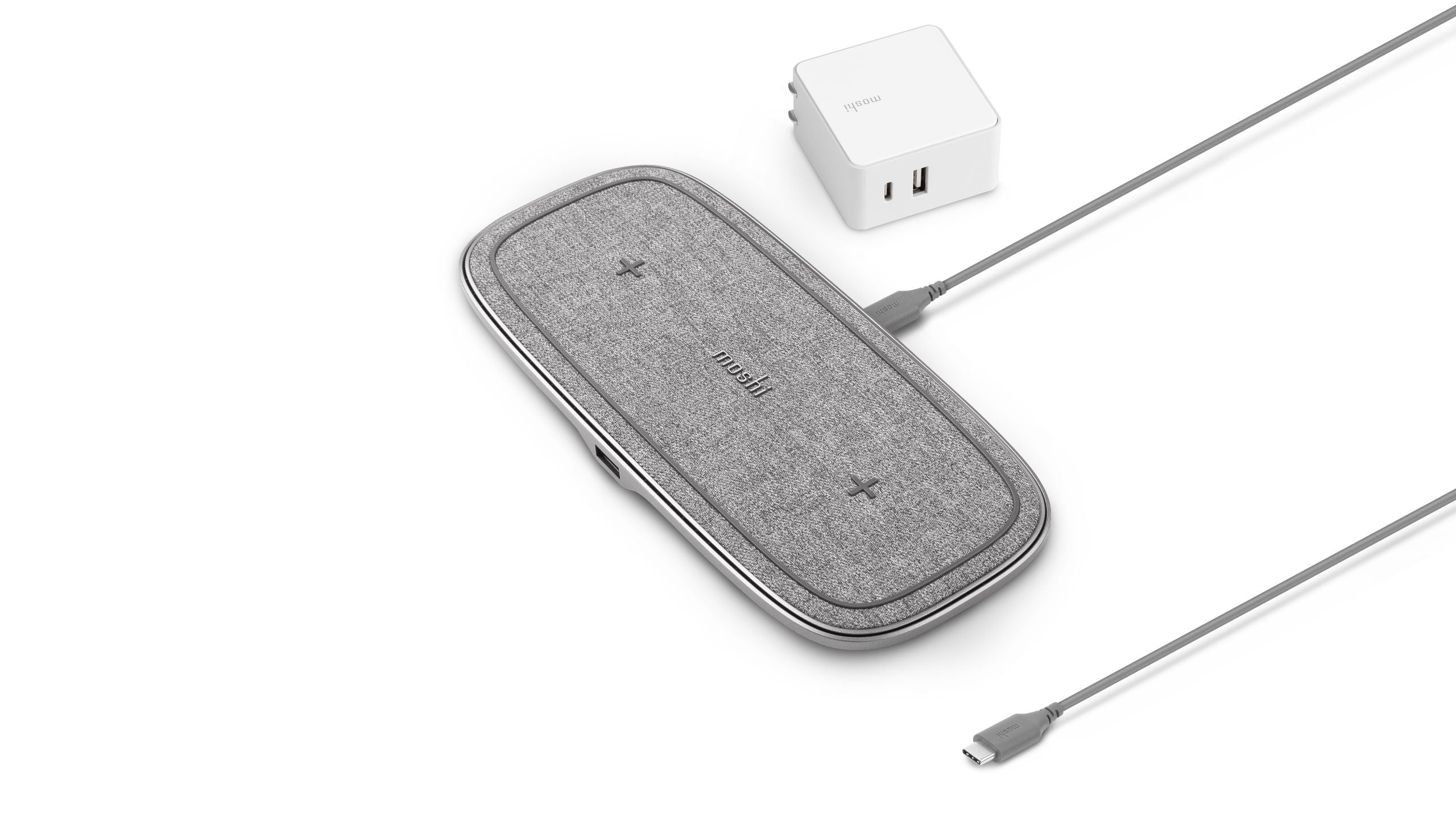 Moshi Chargers Sette Q Dual Wireless Charging Pad chargeur sans fil 15 W Nordic Gray