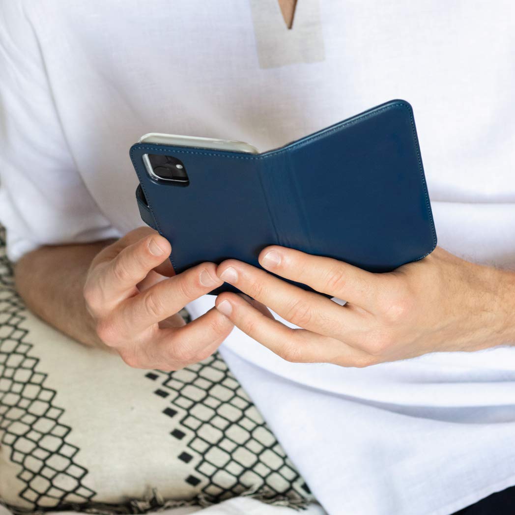 SELENCIA Era étui à rabat iPhone 12 Mini bleu, 3 cartes