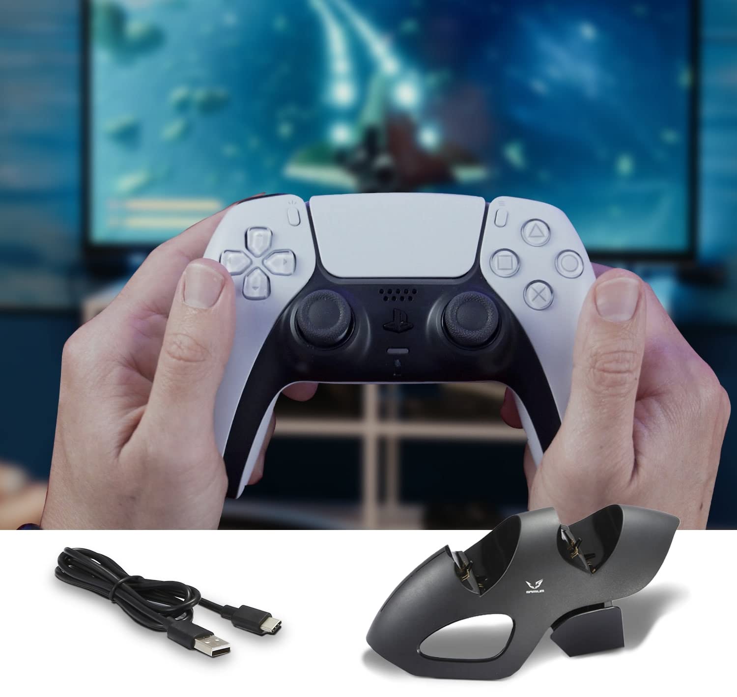 WE GAMIUM station de charge manettes PS5 double avec LED noire