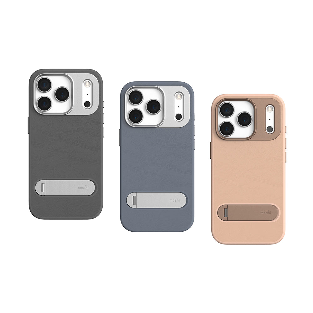 Moshi Cases Kameleon Kickstand Case coque iPhone 17 Pro brune MagSafe
