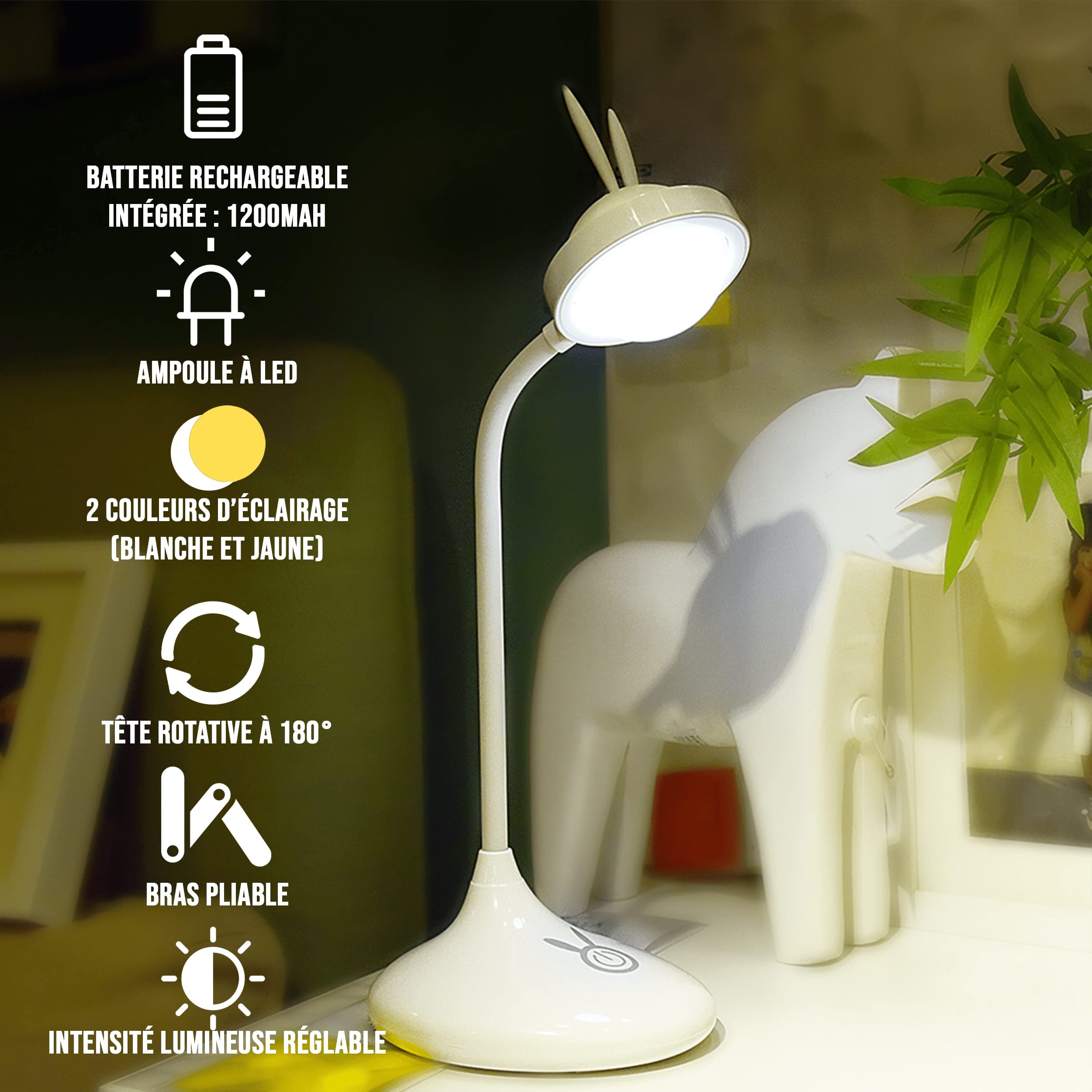 WE WEKIDS Veilleuse Lapin lampe rechargeable USB blanc LED