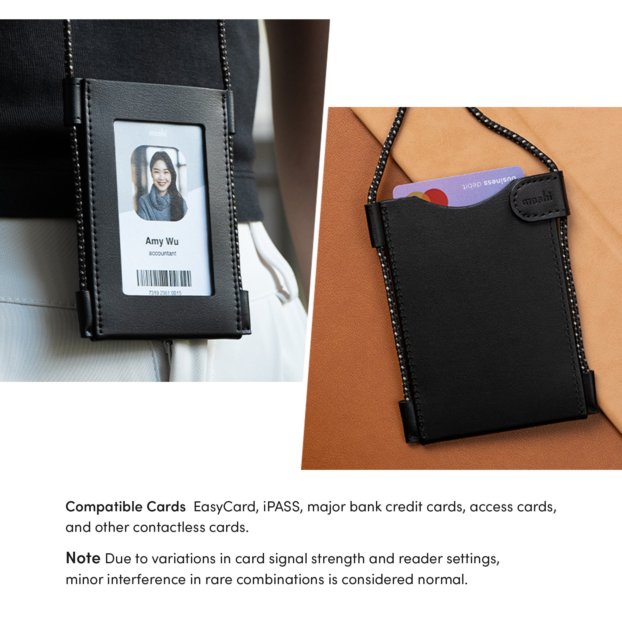 Moshi Card Holders and Keychains Dual-Sided Vertical & Horizontal Badge/ID Holder porte-badge