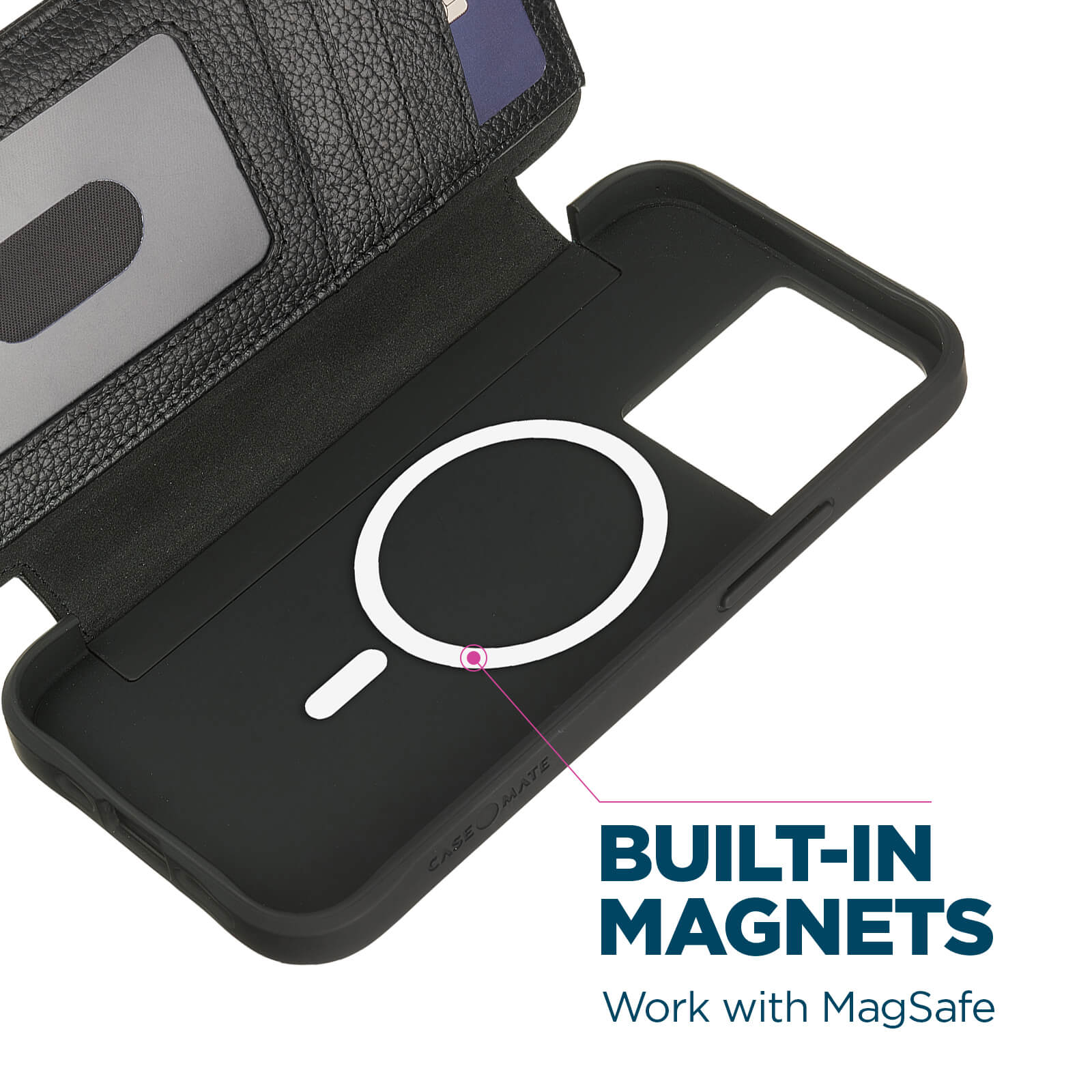 CASE-MATE Phone Cases Wallet Folio (MagSafe) coque iPhone 14 Pro noire cuir