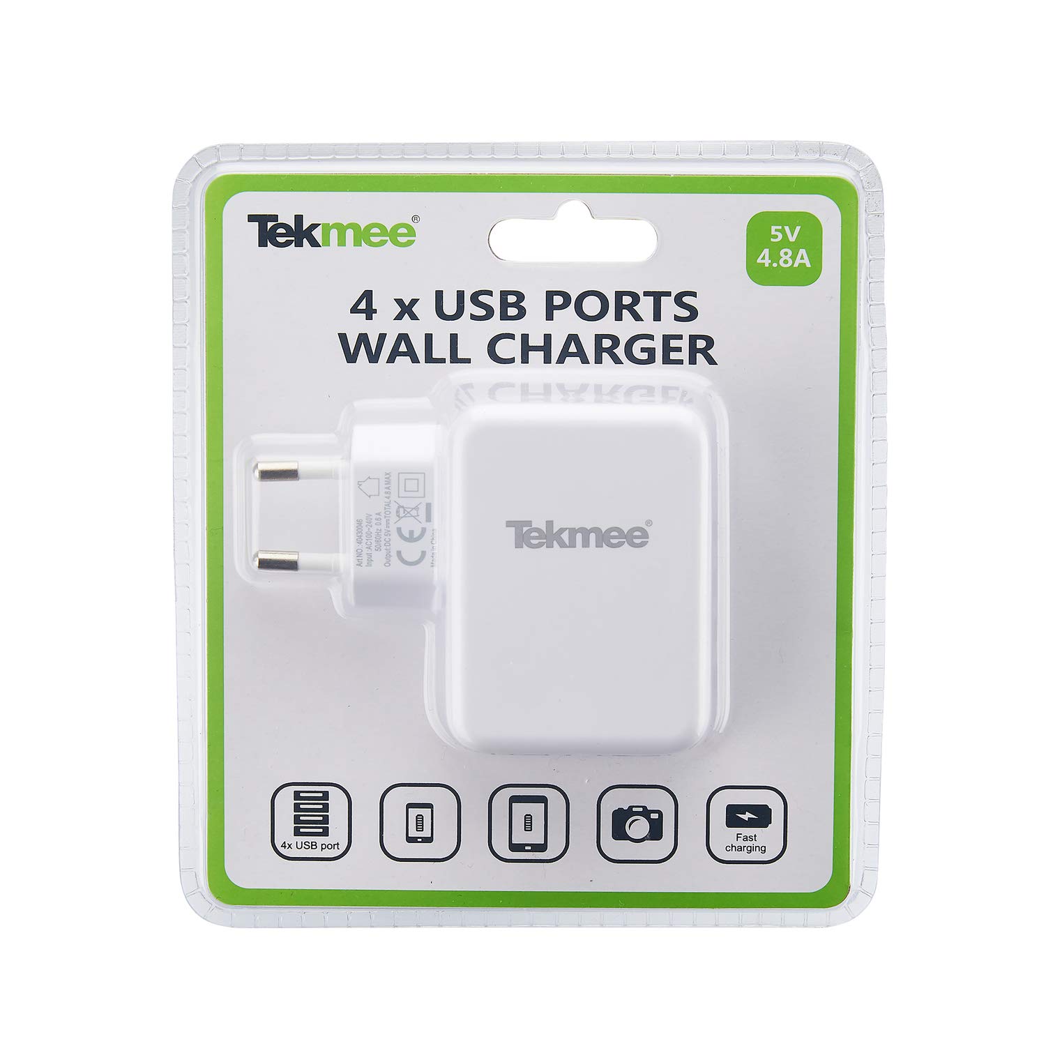 Tekmee Chargeurs muraux chargeur secteur USB 4 ports 30 W