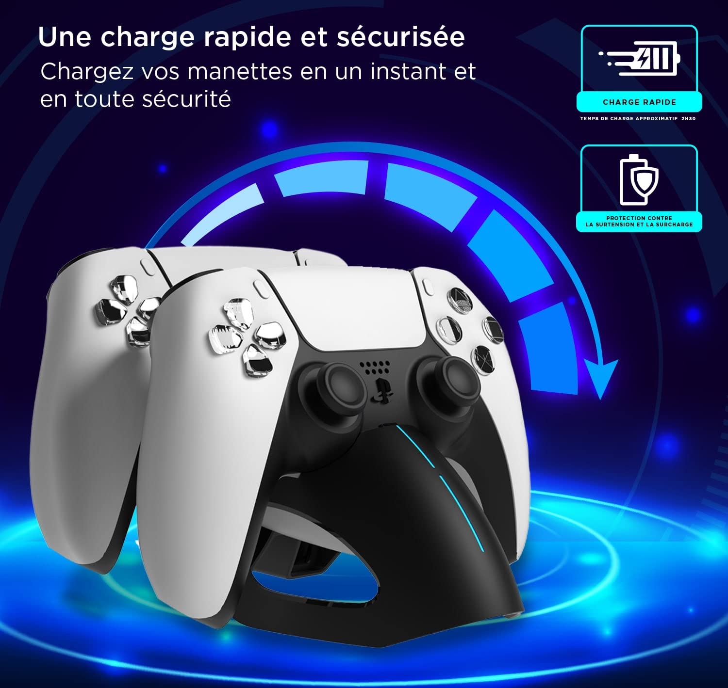 WE GAMIUM station de charge manettes PS5 double avec LED noire