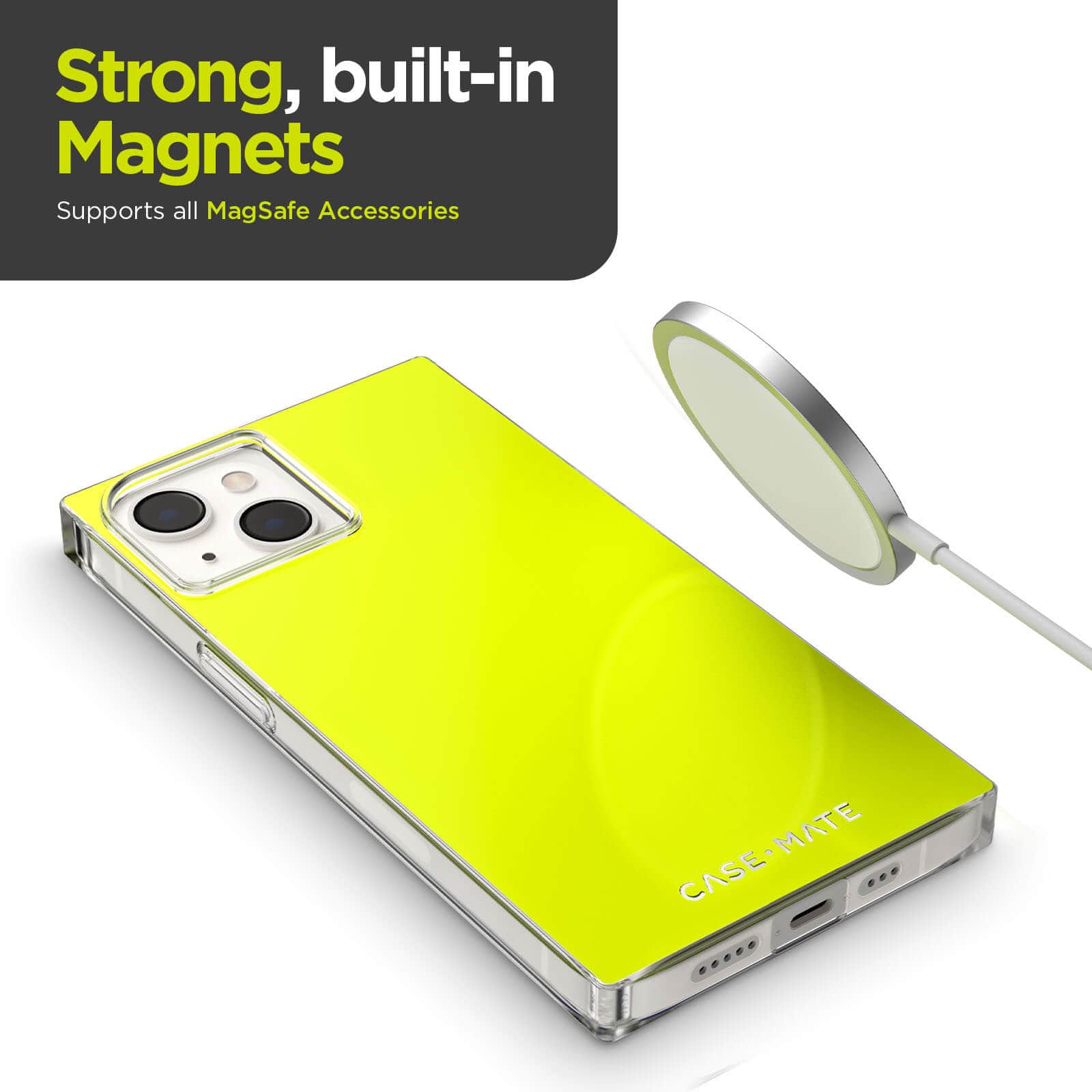 CASE-MATE BLOX Neon Lemon coque iPhone 14 Plus jaune MagSafe