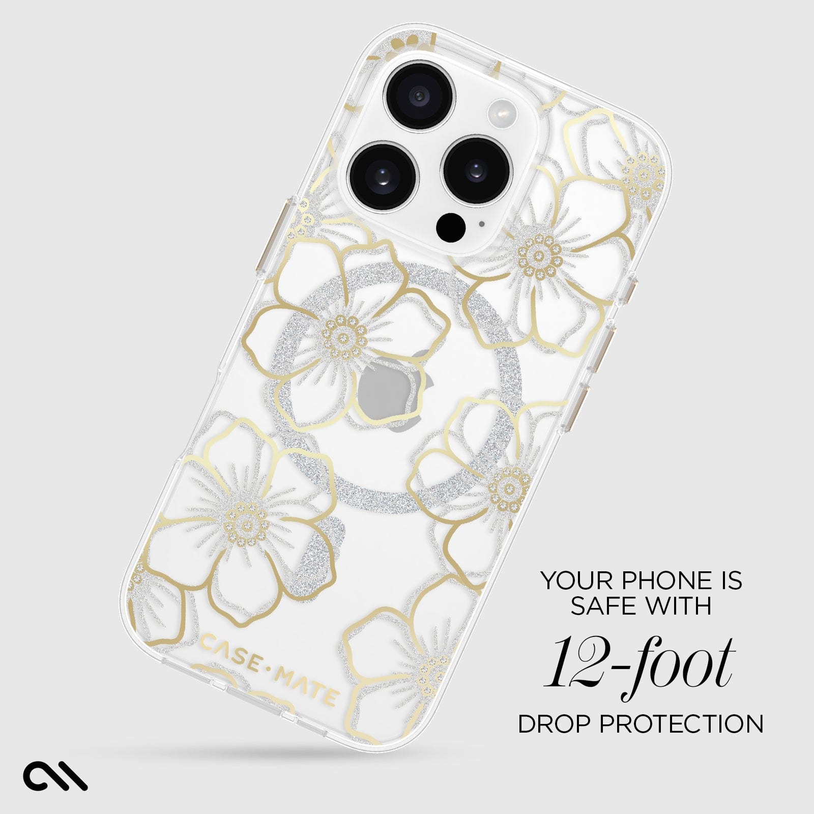 CASE-MATE coque iPhone 16 Pro Floral Gems MagSafe fleurs et pierres