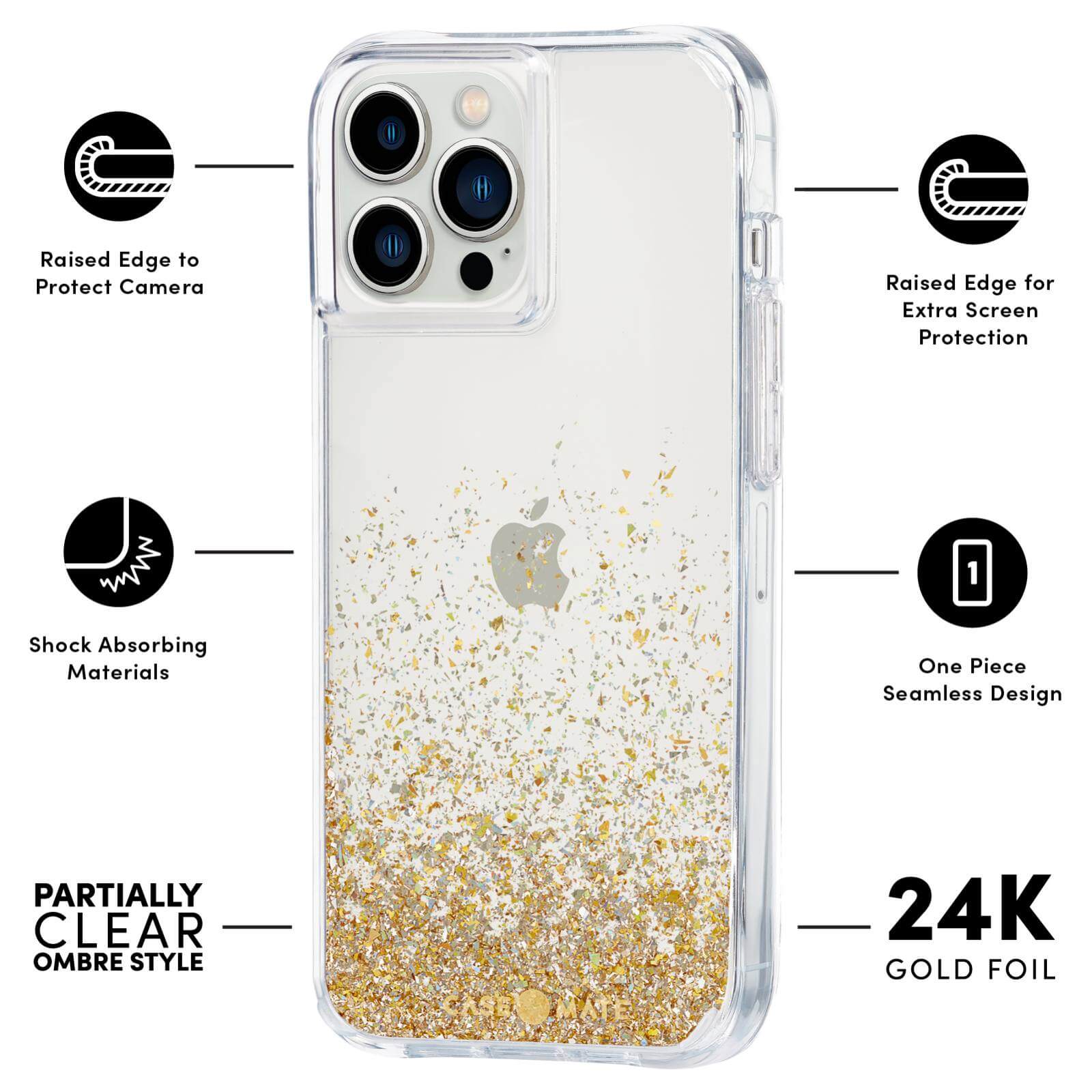 CASE-MATE Phone Cases Twinkle Ombre (Gold) coque iPhone 13 Pro Twinkle Gold paillettes