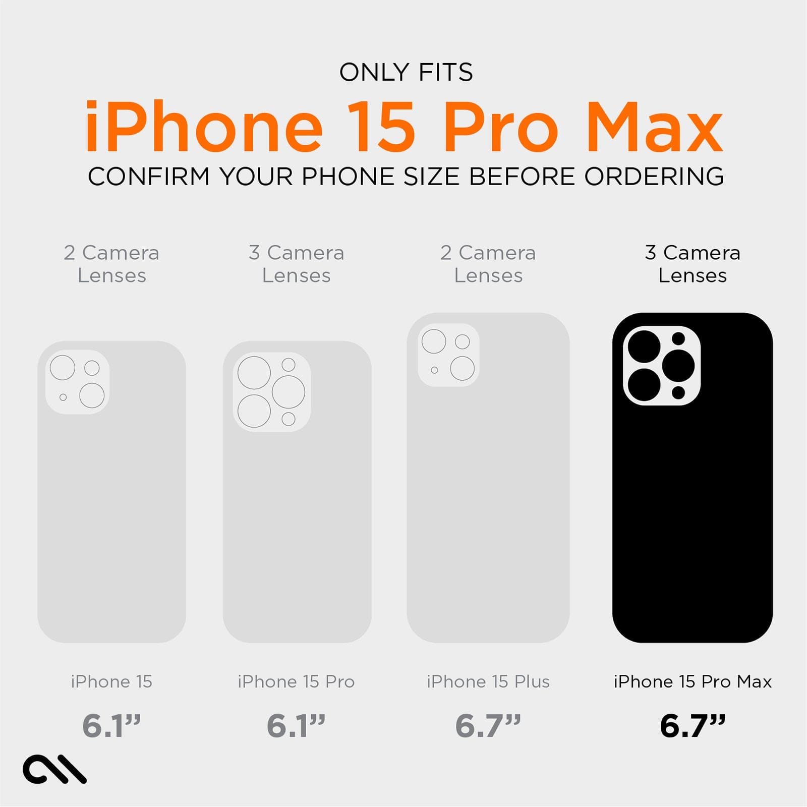 CASE-MATE Phone Cases Tough Grip D3O® Black MagSafe iPhone 15 Pro Max coque noire antichoc
