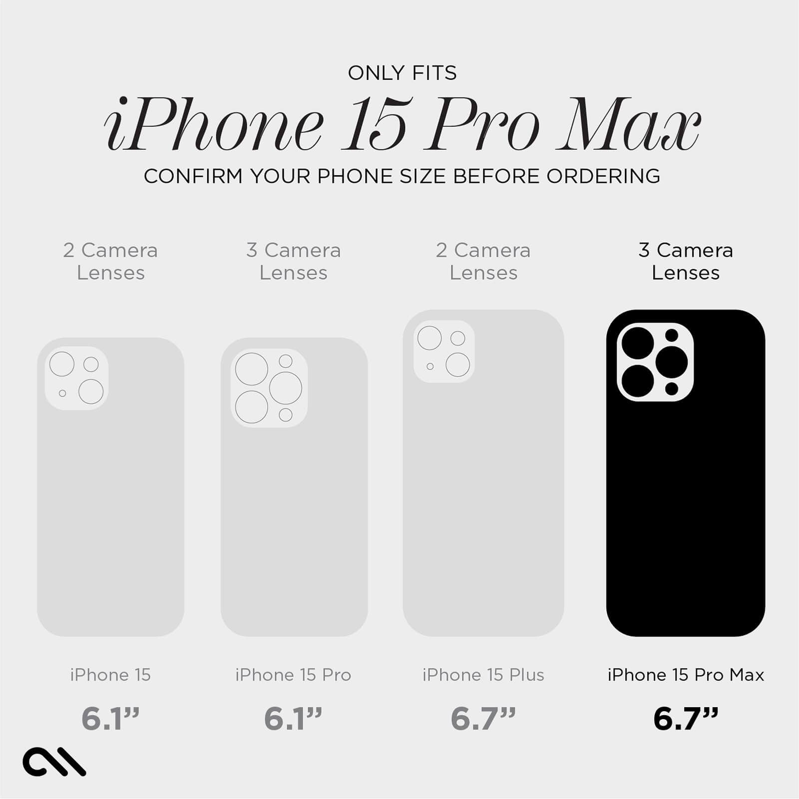 CASE-MATE Phone Cases Tough Black coque iPhone 15 Pro Max noire antichoc