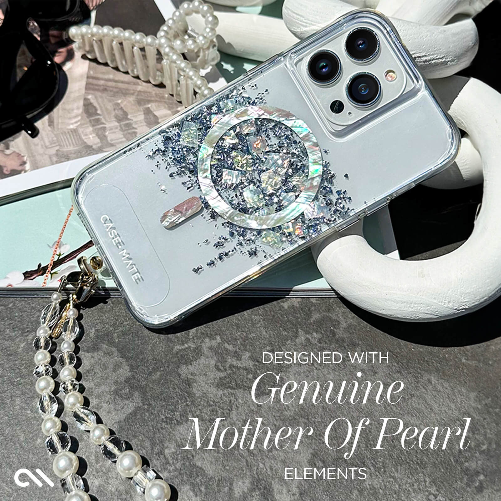 CASE-MATE Phone Cases Touch of Pearl MagSafe coque iPhone 15 Pro nacrée