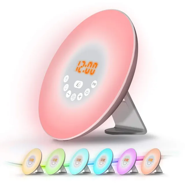 WE Audio radio-réveil lumineux LED tactile 7 couleurs avec simulateur d’aube