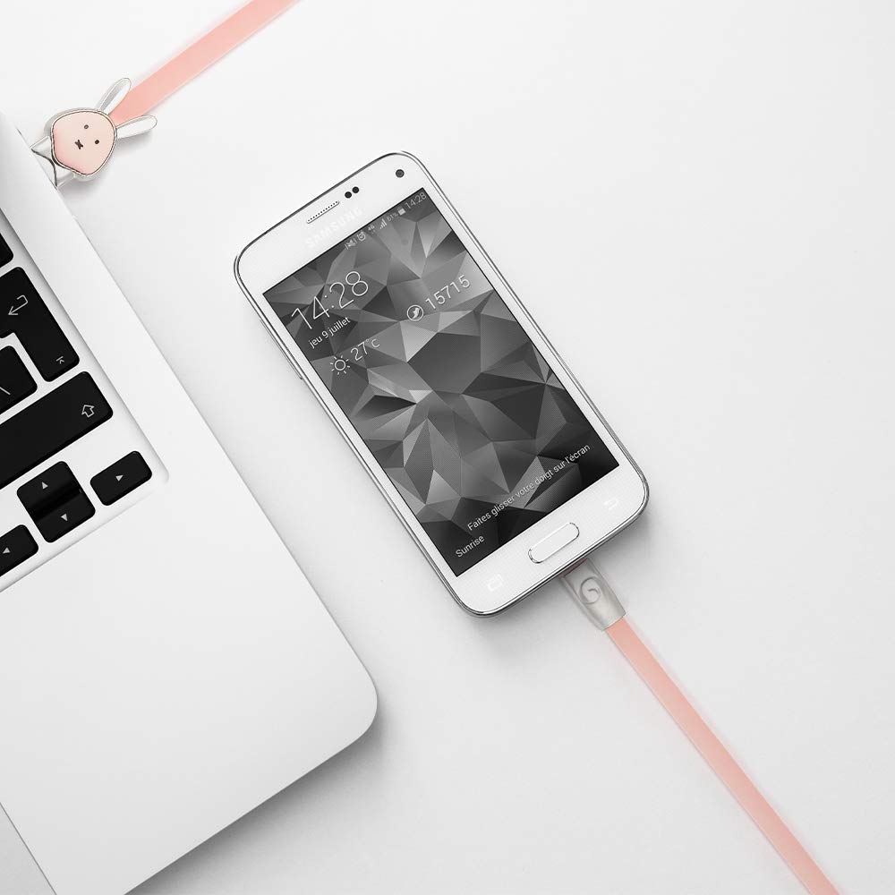 WE Cables Lapin câble micro USB plat 1 m rose