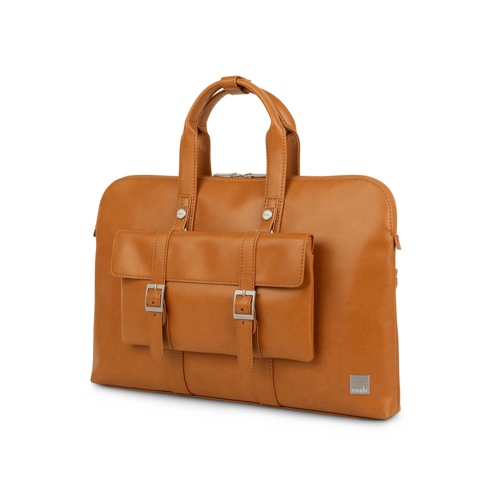 MOSHI Treya Treya Laptop Briefcase serviette ordinateur Caramel Brown cuir vegan