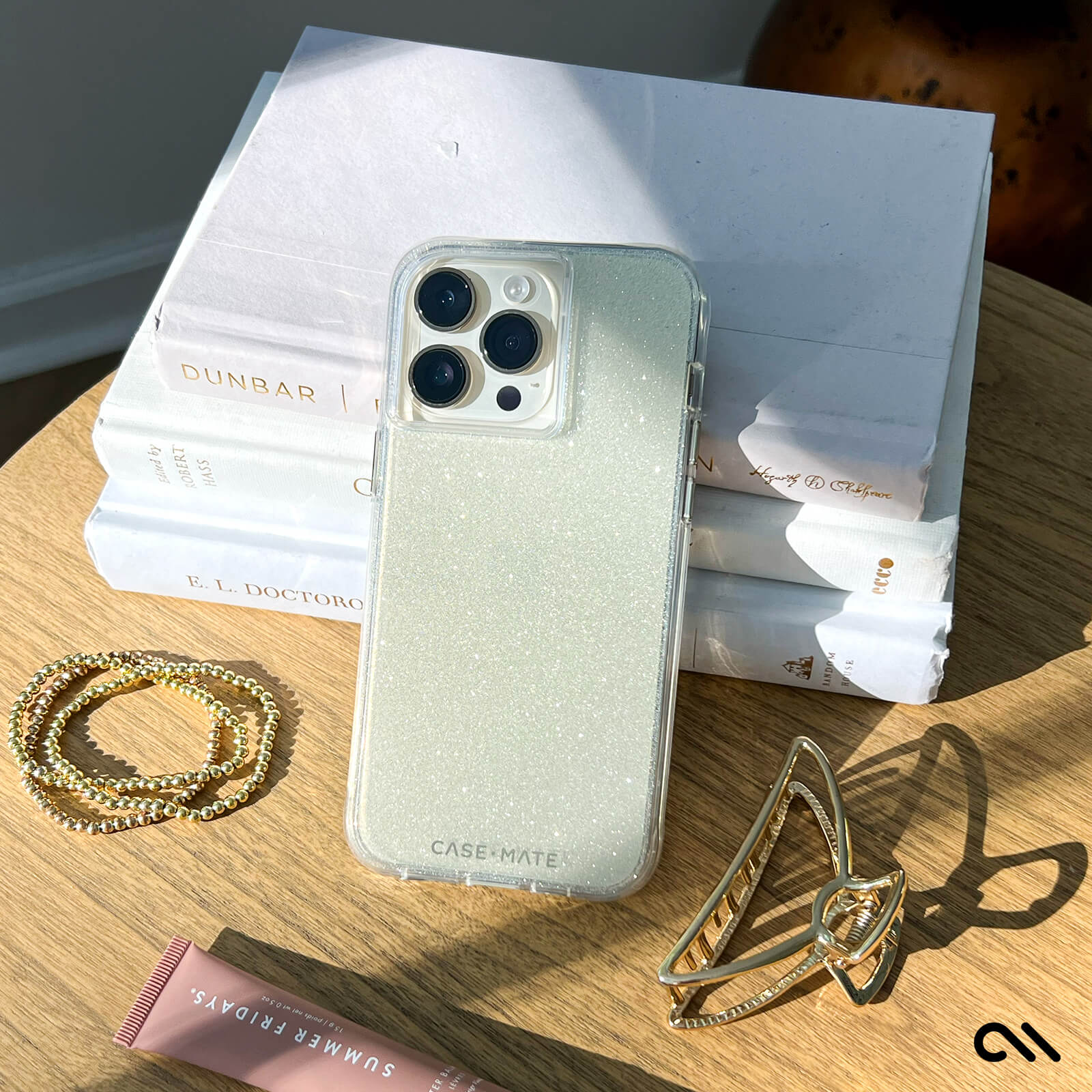 CASE-MATE Phone Cases Sheer Crystal Gold coque iPhone 15 Pro Max Gold, cristaux dorés et antichute 3,6 m