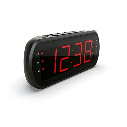 WE Audio radio-réveil FM double alarme LED rouge USB