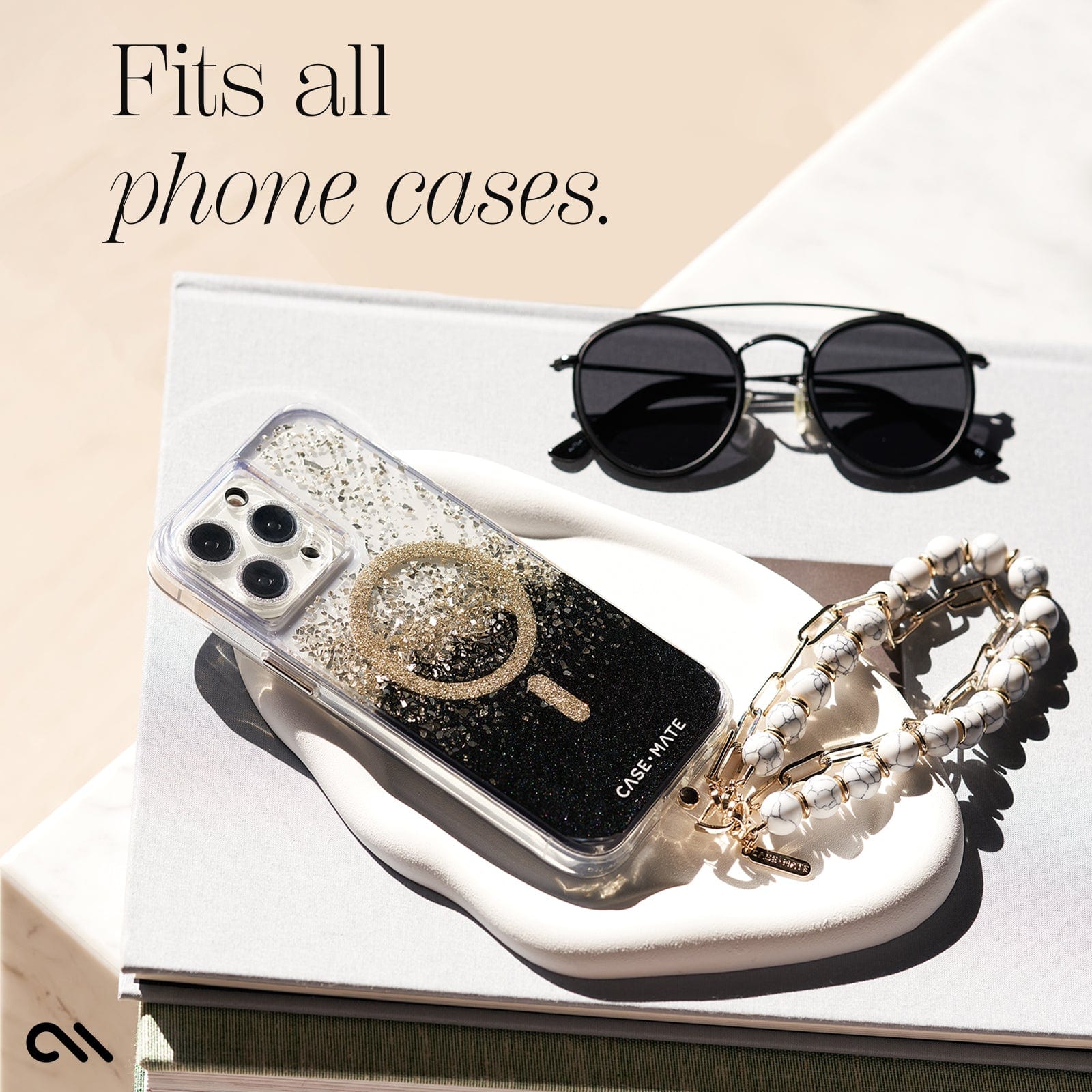 CASE-MATE Phone Accessories White Marble Phone Charm dragonne téléphone White Marble, mains libres
