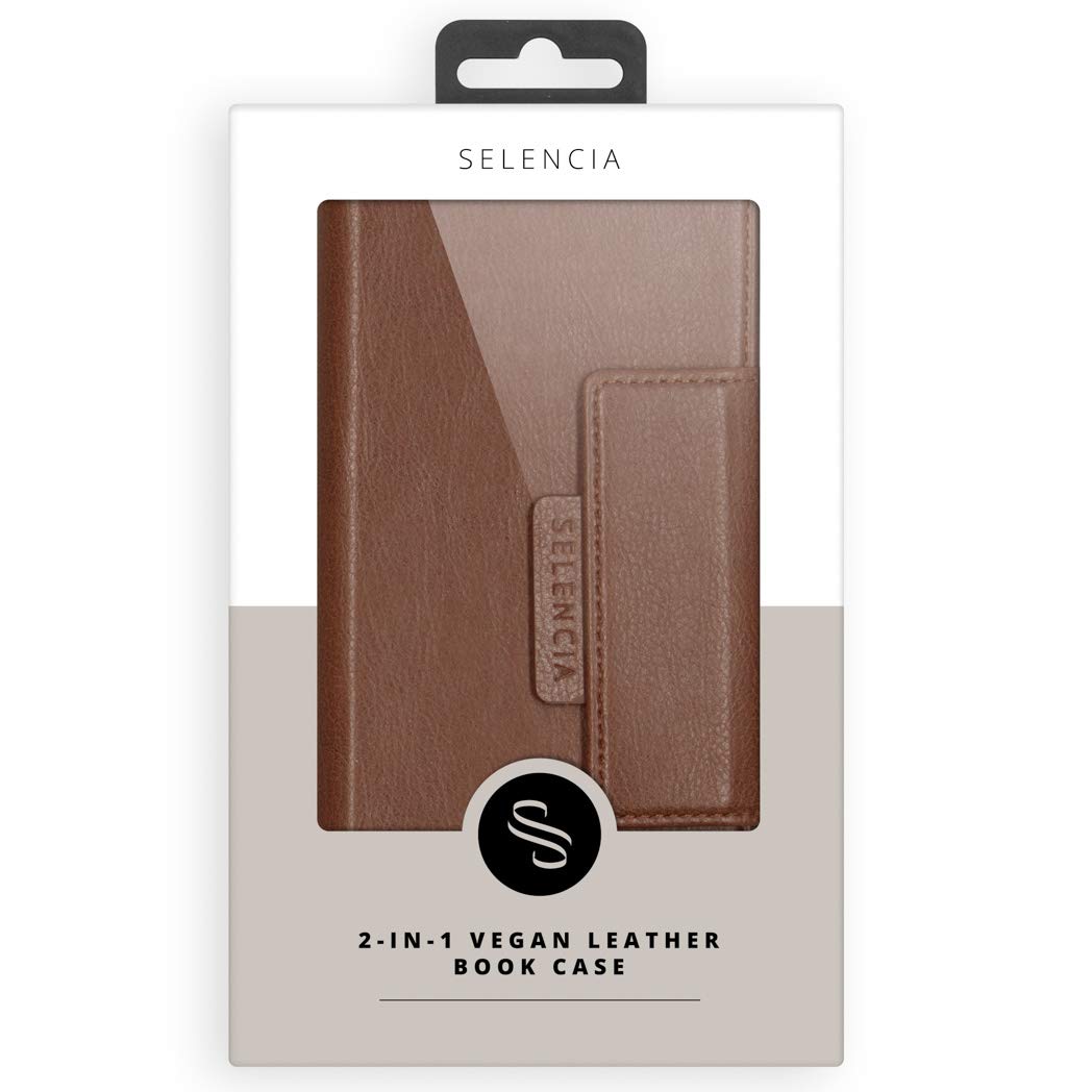 SELENCIA Étui à rabat Surya iPhone SE 2020 8 7 6 marron étui 2 en 1 4 cartes RFID