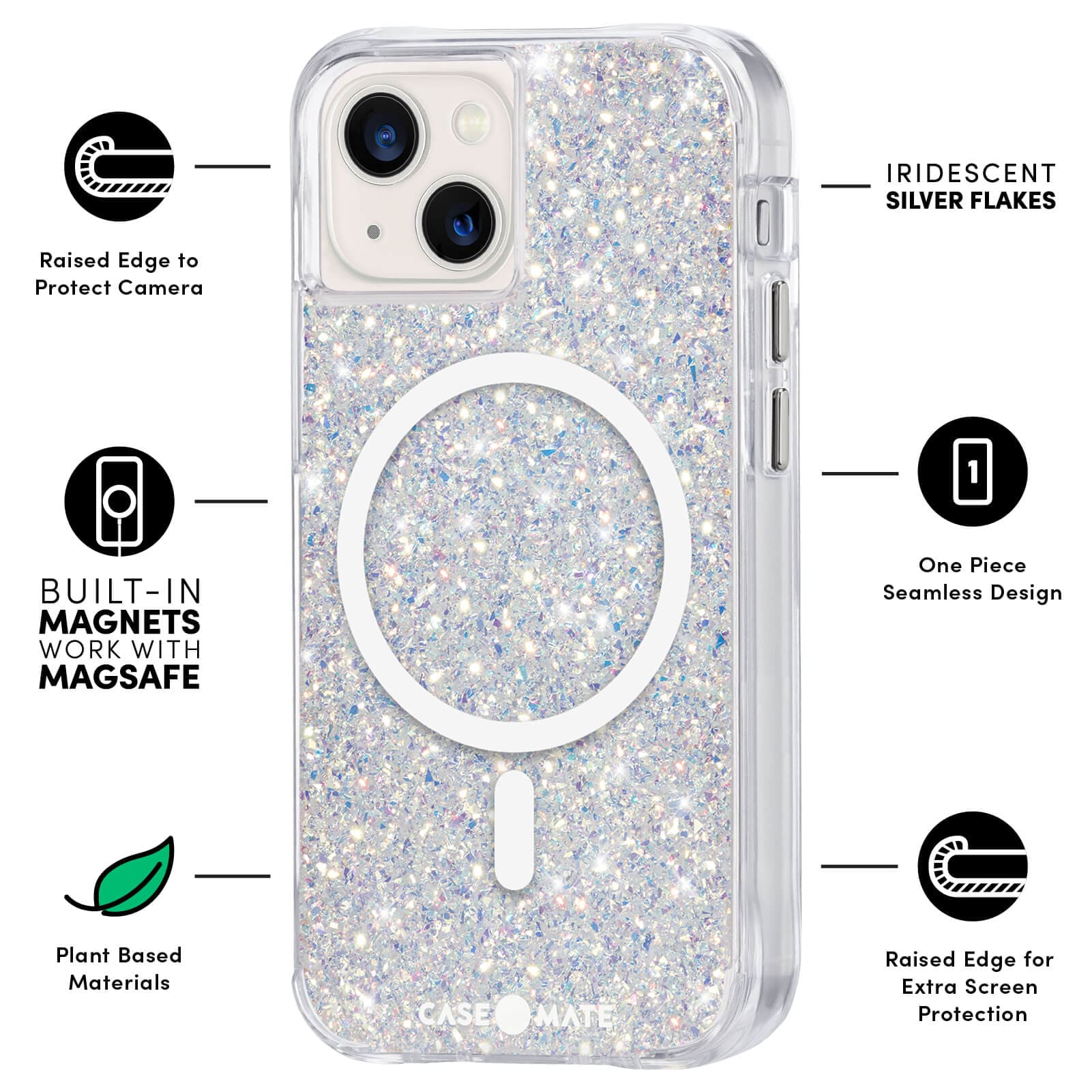 CASE-MATE Twinkle MagSafe coque iPhone 13 mini paillettes Stardust