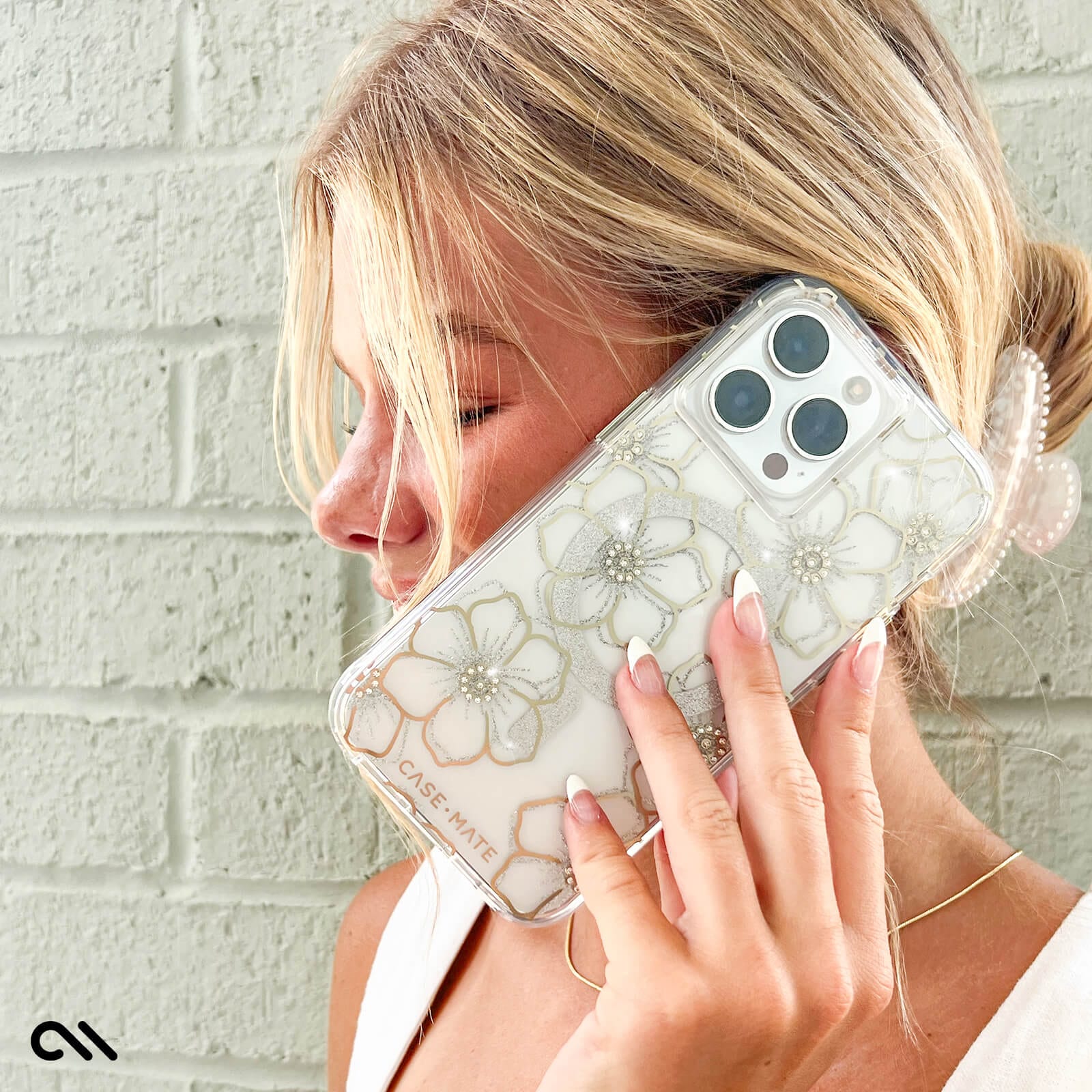 CASE-MATE Phone Cases Floral Gems MagSafe coque iPhone 15 Pro à fleurs