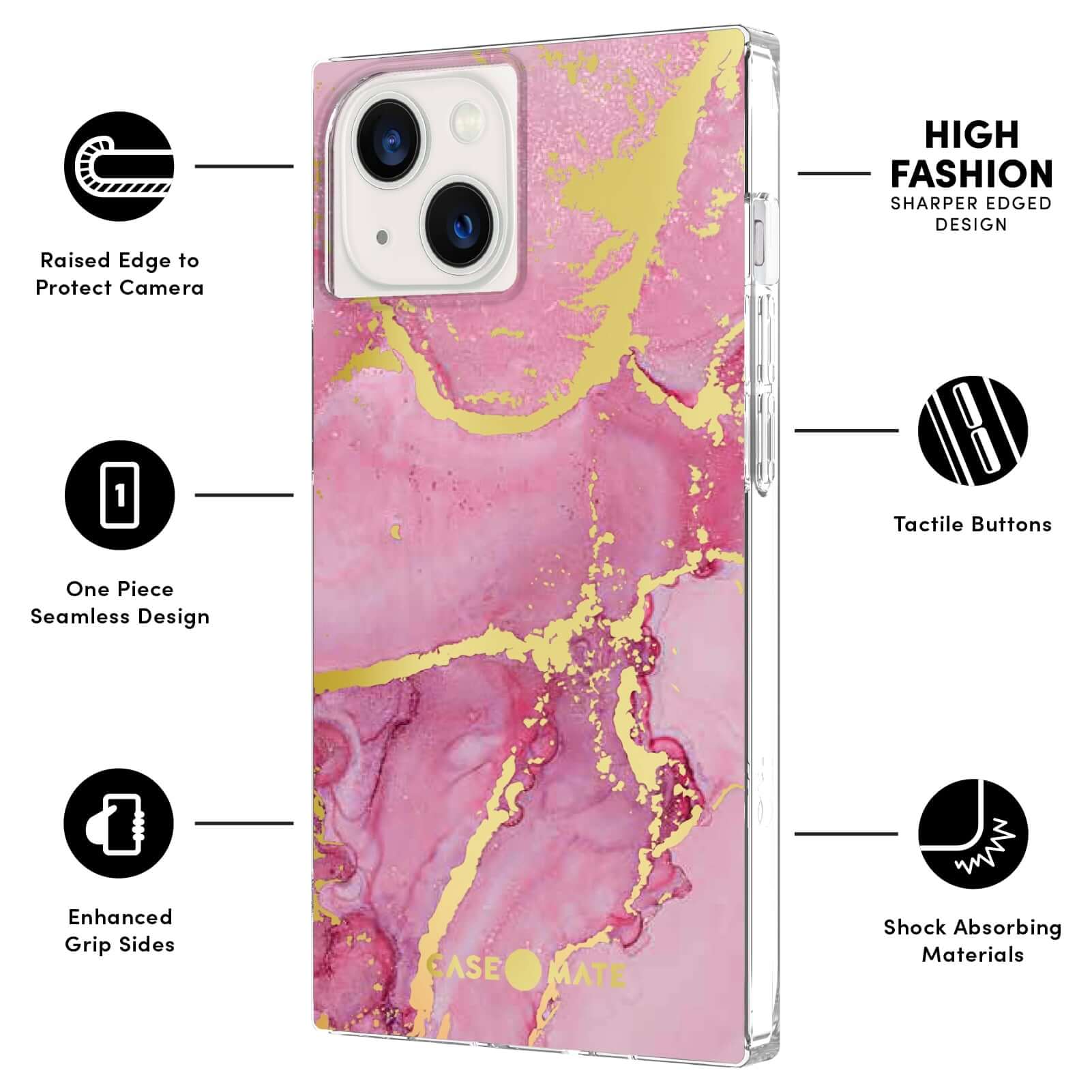 CASE-MATE Phone Cases BLOX coque iPhone 13 Magenta Marble antichoc