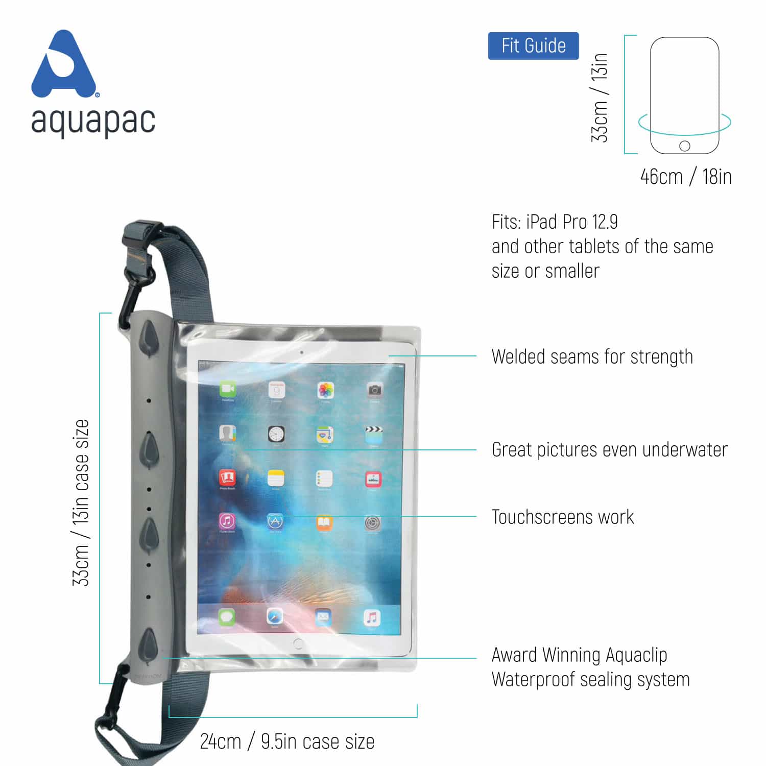 Aquapac Tablets, iPads & E-Readers 671F étui tablette 10,6–12,9 pouces étanche