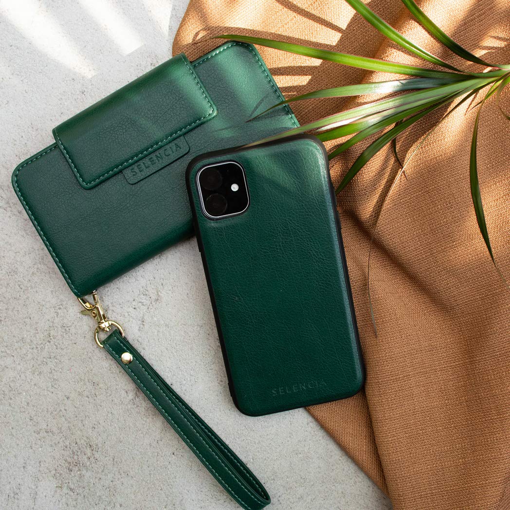 SELENCIA Étui à rabat Surya Galaxy A51/iPhone 11 vert 4 cartes