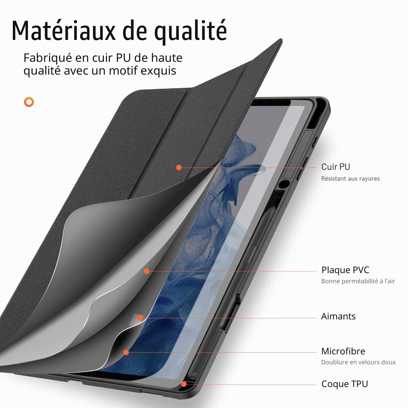 Dux Ducis Domo Series coque Galaxy Tab S8 Plus S7 FE S7 Plus 12,4 pouces noire