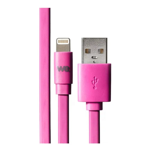 WE Cables câble USB Lightning plat 1 m fuchsia en silicone