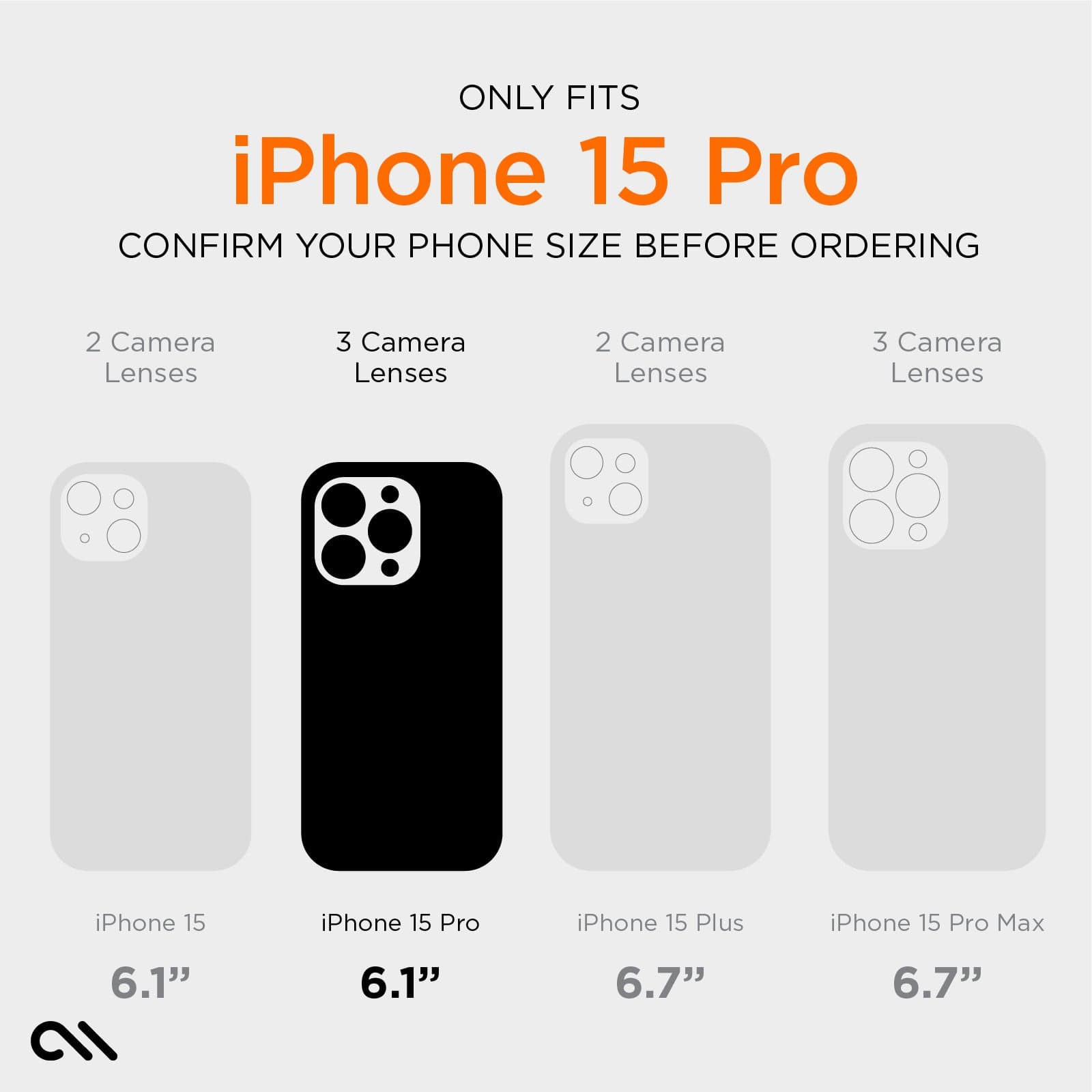 CASE-MATE Phone Cases Tough Grip D3O® Black MagSafe coque iPhone 15 Pro noire